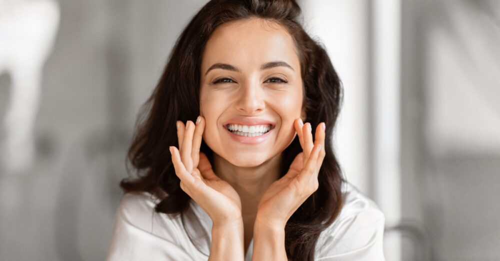 Smiling woman feeling confident and energized